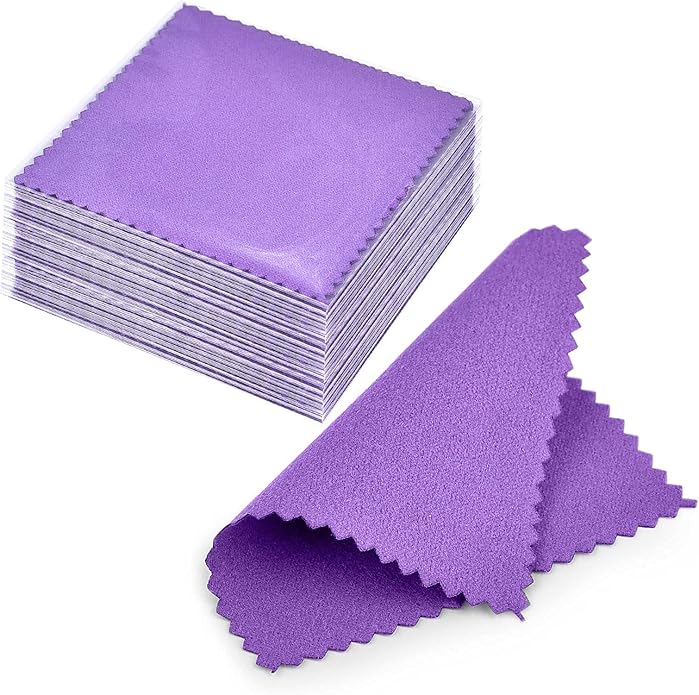 SEVENWELL 50pcs Jewelry Cleaning Cloth Pink Polishing Cloth for Sterling Silver Gold Platinum Small Polish Cloth 8x8cm