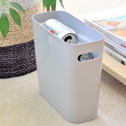 Youngever 1.5 Gallon Slim Trash Can, Plastic Garbage Container Bin, Small Trash Bin with Handles for Home Office, Living Room, Study Room, Kitchen, Bathroom (1 Pack Grey)
