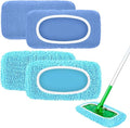 4 Pack Reusable Mop Pads Compatible with Swiffer Sweeper Mop (Normal and Deluxe), Microfiber Wet & Dry Sweeping Cloth, Reusable Washable Pads for Floor Cleaning (Blue, Not Include Mop)