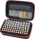ALKOO Battery Organizer Storage Holder Case Box for 69+ Batteries AA AAA C Cell 9V 3V Lithium - No Tester Included (Red)
