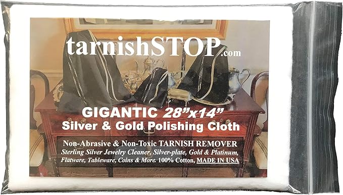 TarnishSTOP | USA Made | Gigantic 28"x14" Polishing Cloth | 100% Cotton, Eco-Friendly, Unscented | for Silver, Gold, Platinum, Coins & Jewelry