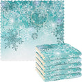 ALAZA Dish Towels Kitchen Cleaning Cloths Silver Winter Teal Turquoise Snowflakes Christmas Dish Cloths Absorbent Kitchen Towels Lint Free Bar Tea Soft Towel Kitchen Accessories Set of 6,11"x11"