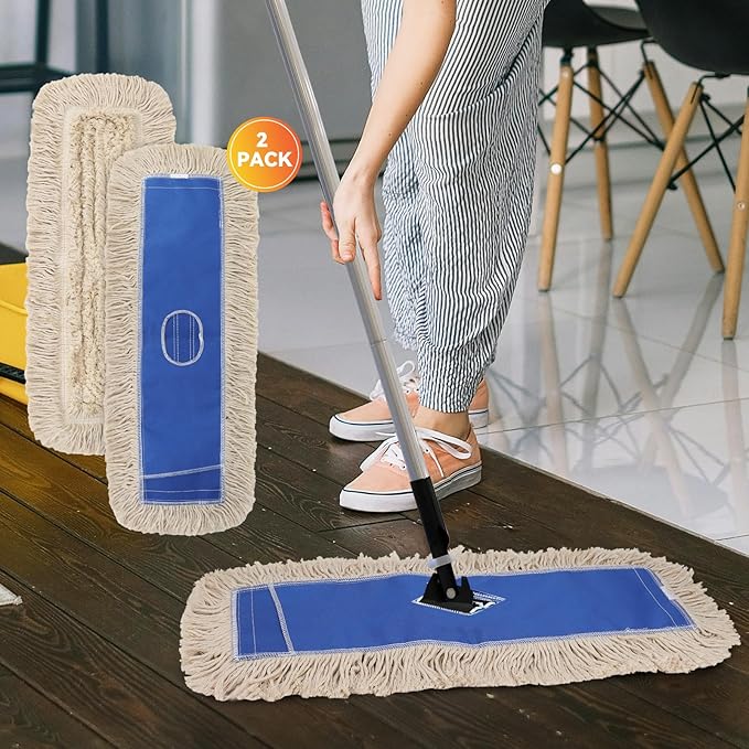 Commercial Microfiber Dust Mop Pad: 24 in Medium Commercial Replacement Mop Head, Reusable Sweeper and Janitorial Replacement for Industrial Floor Dust mop Series