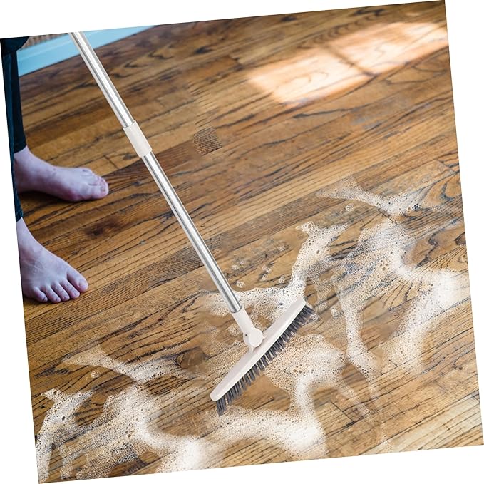 Rotatable Long Handle Floor Gap Brush with Stiff Bristles for Deep Corner Cleaning Multi Use Scrub Tool for Window Tracks Shower Doors Bathroom Grout and Sliding Door Crevices