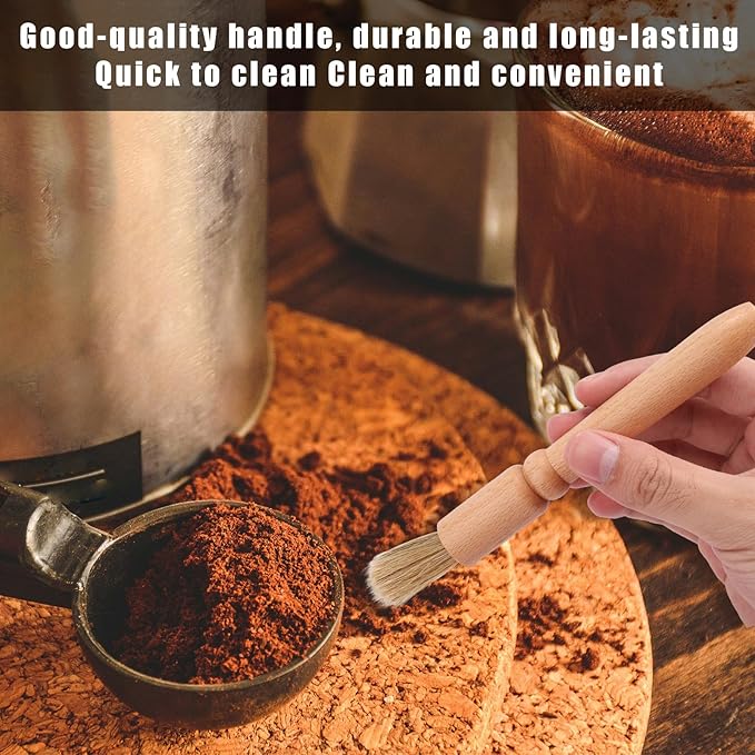 6pcs Coffee Cleaning Brush Set, Natural Bristle Coffee Grinder Brush Long Handle Barista Espresso Machine Cleaning Tools for Maker Cups Portafilters
