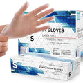 Powder Free Disposable Gloves Small, [1000 Count] - 4 Mil Clear Vinyl Gloves- Extra Strong, 4 Mil Thick - Latex Free, Food Safe, Medical Exam Gloves, Cleaning Gloves - 10 Boxes of 100