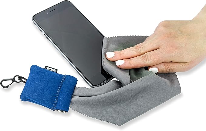 Carson Stuff-It Pro Microfiber Lens Cloth Cleaning System for Glasses, Smartphones, Tablets, Optics, Lenses, Cameras and More, 8.0'' x 8.0'' - Blue (SN-80BU)