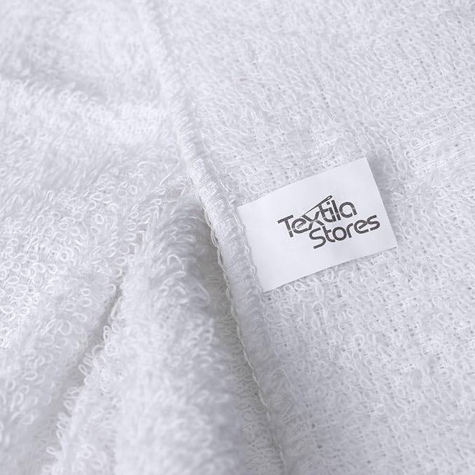 Textila Terry Wash Cloths – Pack of 10, White, 12x12 Inches – Soft, Absorbent & Multipurpose Cotton Washcloths for Face, Hand, Bath, Kitchen, Spa, Gym & Hotel Use