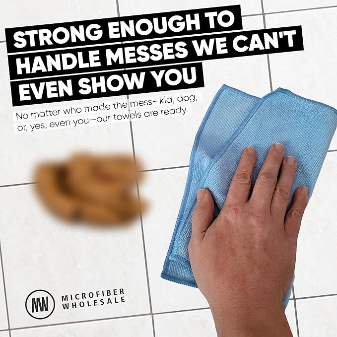 Microfiber Wholesale Black Microfiber Cleaning Cloth - 12 Pack | Better Quality All Purpose Towels Great for Messes in The Home | Clean, Dust, Polish | Soft, Absorbent, Durable | Wash 100s of Times