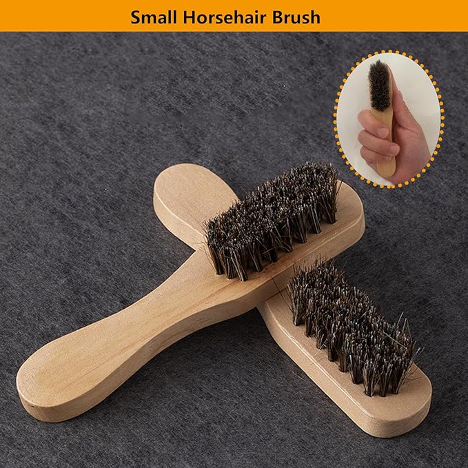 Horsehair Laundry Stain Brush 3 Pack Clothes Brush Shoes Soft Bristle Cleaning Brush Natural Wood Laundry Brush for Stains on Clothes Shoes Polishing Brush Shining Brushes