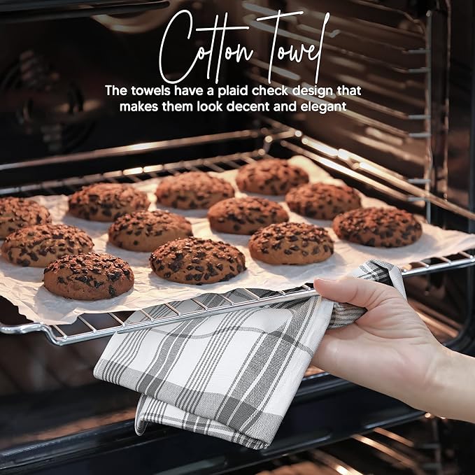 Utopia Towels Grey & White Dish Towels [12 Pack - 15 x 25 Inches] 100% Ring Spun Cotton Highly Absorbent & Reusable Cleaning Bar, Tea, Kitchen and Dishcloths Set - 200 GSM