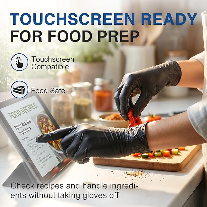 Schneider Nitrile Exam Gloves, Black Latex Free Powder Free Disposable Gloves for Medical, Cooking, Cleaning, and Food Prep