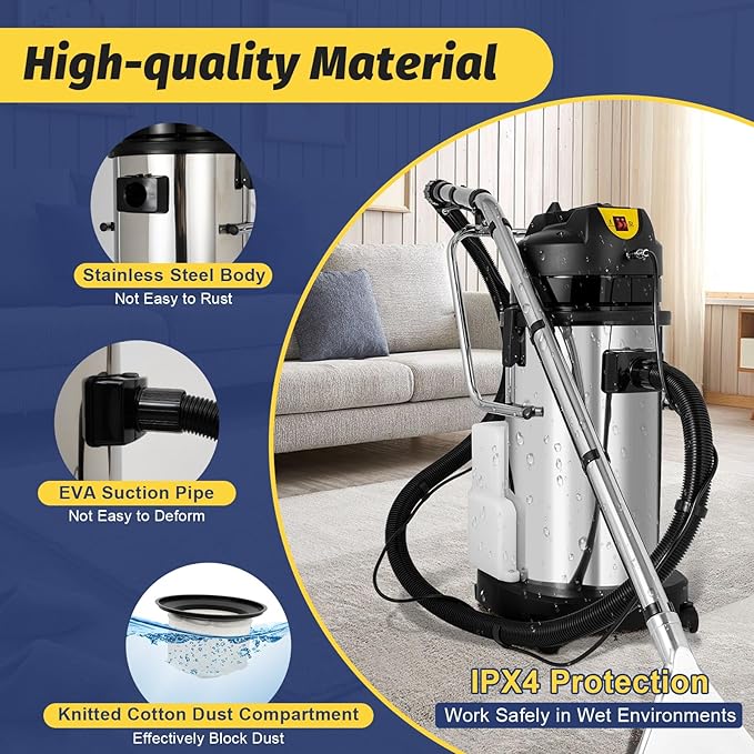 40L Commercial Carpet Cleaning Machine, 110V 1000W 3 in 1 Carpet Spraying Floor Brush Cleaner Extractor Vacuum Washing Machine for Cleaning Carpets, Sofas, Curtains