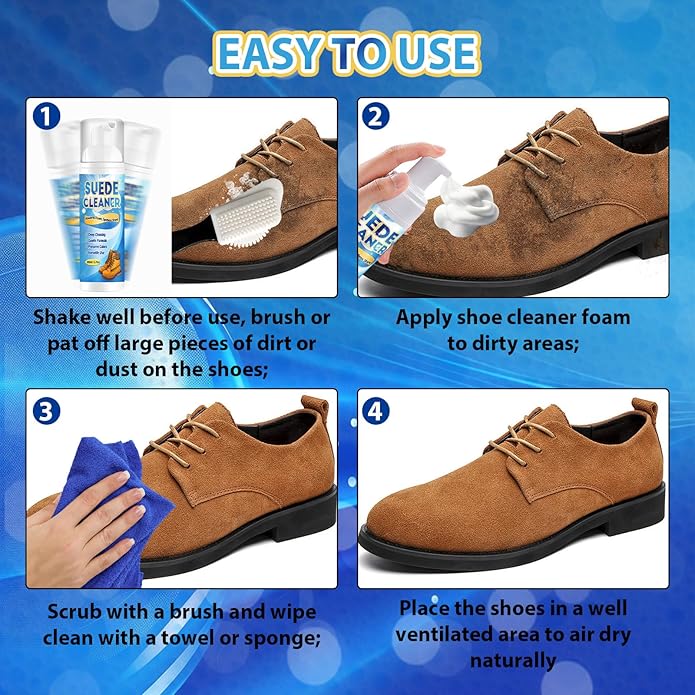 Bondtech Suede Shoe Cleaner Kit, Nubuck & Suede Cleaner with Brush & Towel, Foam Removes Dirt and Stains from Shoes 6.76 OZ