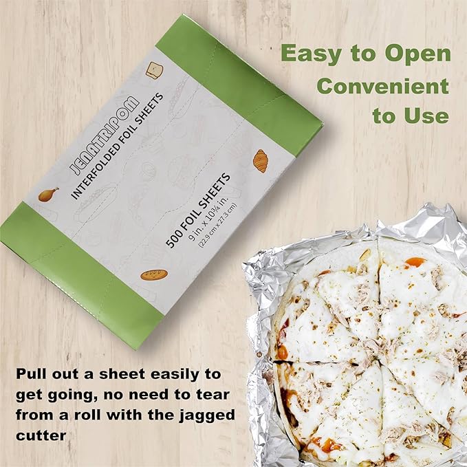 Aluminum Foil Sheets, 9 x 10.75 inch, 1000 Sheets, Pop-Up Dispenser, Premium Quality, High Temp Resistant, Easy Access, Versatile Wrapper