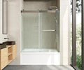 Frameless Soft-Close Bathtub Shower Door, 56"-60 "W, 66 "H, 3/8" (10 mm) Clear Tempered Glass, Double Sliding Doors, Chrome Finish