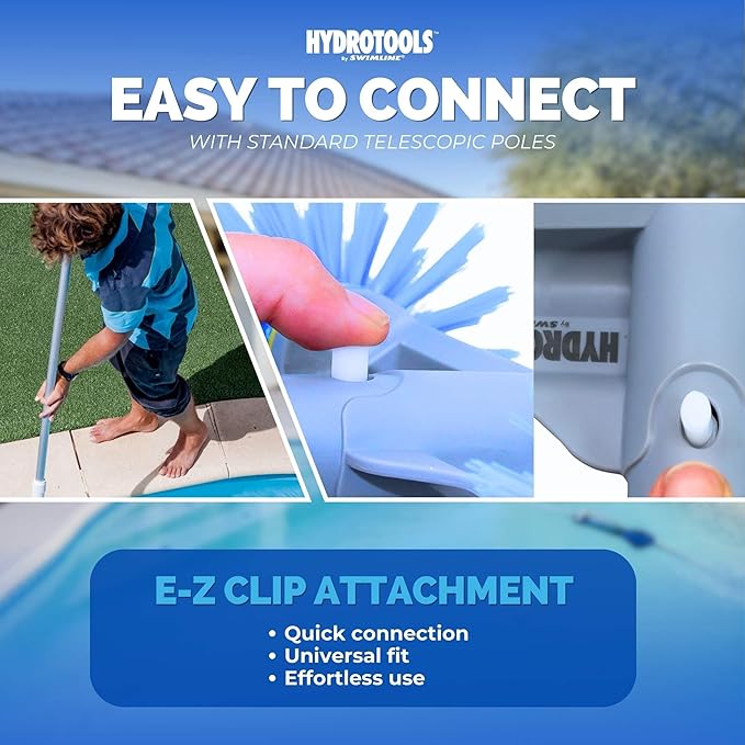 SWIMLINE HYDROTOOLS Pool Brush Head for Inground & Above Ground Pools | EZ Clip Compatible | 12.5-Inch Molded Brush with ROUND EDGE Bristles | Double Reinforced Neck for Wall, Floor & Steps