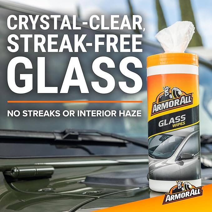 Car Glass Wipes by Armor All, Auto Glass Cleaner for Film and Grime, 90 Count