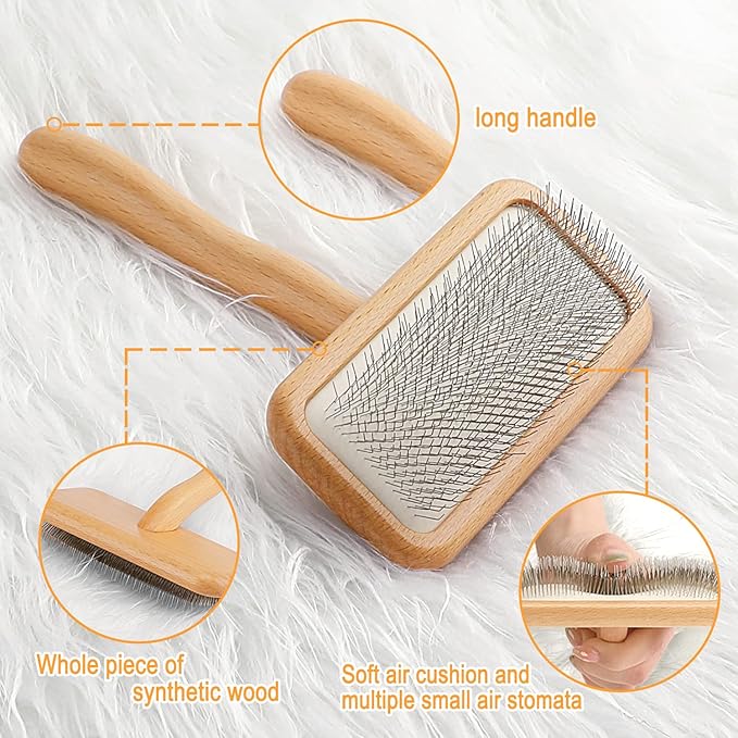 Carpet Rake Sheepskin Wool Brush More Suitable for Pile Carpets/Rugs for Carding Fur Restore Carpets Softness and Texture Let Rugs to New Looking(Wood, 1PCS)