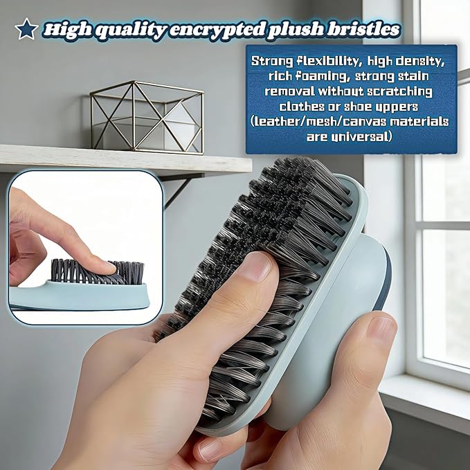 Ergonomic Shoe & Clothing Brush Set (2-Piece) - Heavy Duty Stain Remover with Non-Slip Grip, Hanging Hole for Storage | Bathroom Tile Grout Scrubber, Kitchen Cleaner, Carpet Spotter