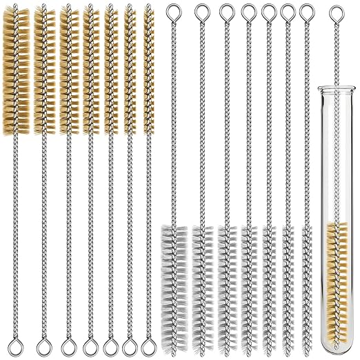 14pcs Stainless Steel & Brass Wire Brush, 12 inch Pipe Tube Cleaner Brush, Bore Brushes Metal Bristle Cleaning for Tubes, Cylinders, Bottle, Auto Parts (6mm/8mm/10mm/12mm/15mm/18mm/20mm)