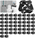 3-H Stainless Steel Broom Holder Wall Mount 50-Pack, Heavy Duty Mop and Broom Organizer with Screws, Tool Storage Rack for Kitchen, Laundry, Bathroom, Garage, Garden Shed,Black
