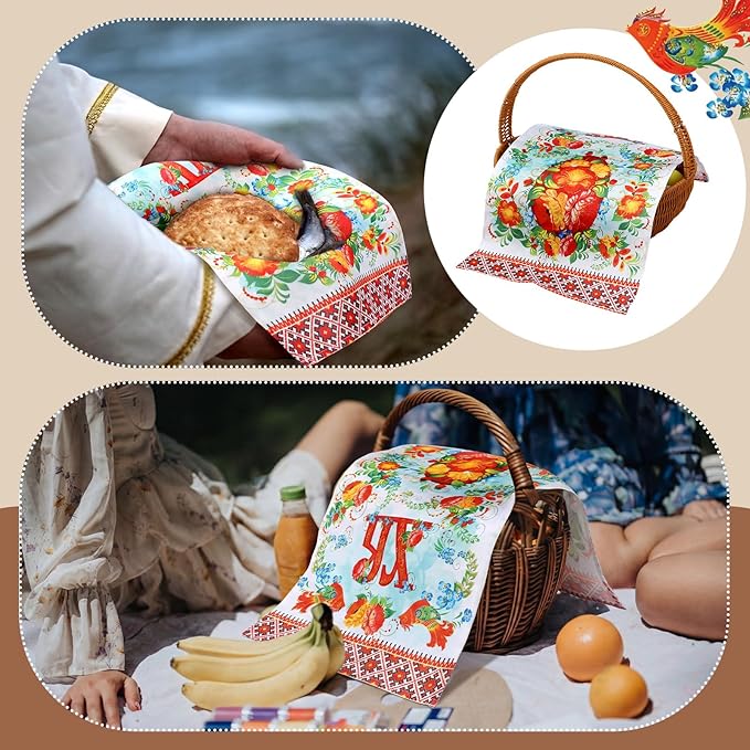 Easter Orthodox Pascha Basket Cover Table Decoration Religious 22" Traditional Easter Egg Floral Basket Towel Ukrainian Style Xb Pattern Fabric Communion Greek Christian