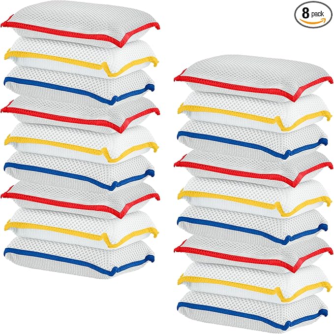Microfiber Sponges for Dishes, Non-Scratch Sponge Dish Scrubber Heavy Duty Household Cleaning Multi-Purpose Cleaning Supplies Dish Wash Kitchen Cleaners Pack of 18