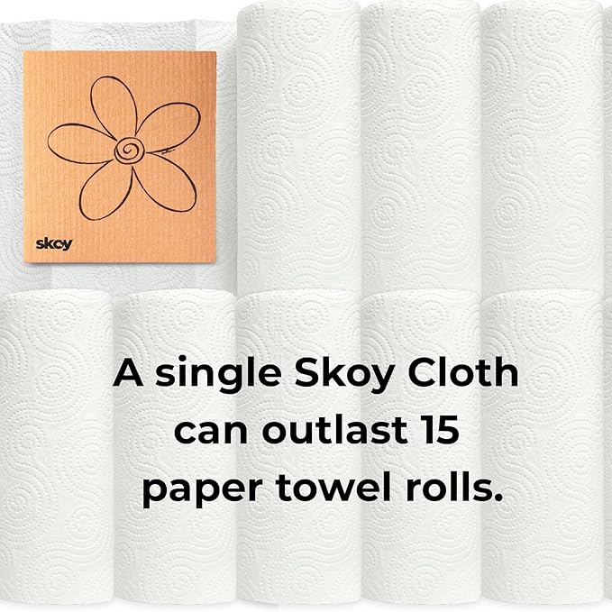 Skoy Cloth, 4-Pack Versatile Swedish Dishcloths for Kitchen and Household Use, Reusable Cleaning Cloths, Planet-Friendly, Dishwasher and Dryer-Safe, Assorted Colors