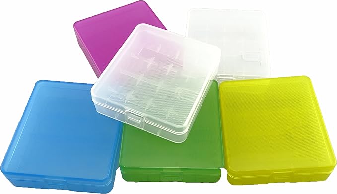 Honbay Battery Storage Case/Box/Organizer/Holder for 4 18650 Batteries or 8 CR123A Battery, Pack of 6 (Multi-colored)