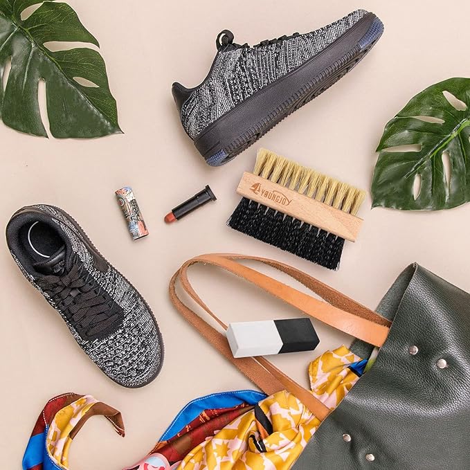 2 Pcs Sneaker Cleaning Brush Shoes Shine Dauber Suede Brush Nubuck Cleaner Crepe Applicators Suede Eraser Set(Dual with Eraser)