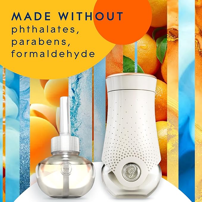 Glade PlugIns Refills Air Freshener Starter Kit, Scented Oil for Home and Bathroom, Coastal Sunshine Citrus, 0.67 Fl Oz, 1 Warmer + 1 Refill (Pack of 2)