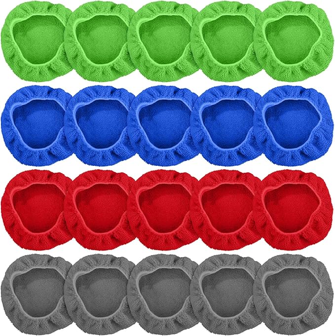 Tallew 20 Pack Windshield Cleaner Microfiber Pads Fit Car Window Cleaning Tool Replaceable Glass Wipes Inside Car Windshield Supplies, Fits 4-6 Inch Tools, 4 Colors