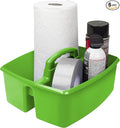 Storex 2-Compartment Large Caddy – Multipurpose Classroom Organizer with Handle, Green, (00956U06C) (Pack of 6)