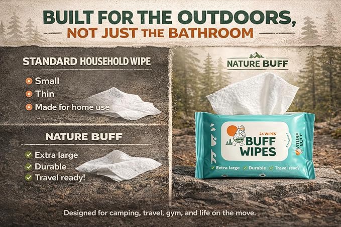Outdoor Camping Wet Wipes Extra Thick Biodegradable Camping & Travel Wipes Plastic Free Body, Face & Hand Cleansing Cloths for Hiking (Wet Wipes, 24 Count (Pack of 1))