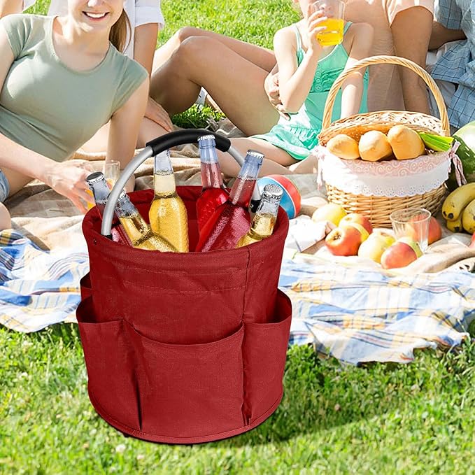 Professional Cleaning Caddy Organizer - 11" Wearable Cleaning Supply Bag with Adjustable Shoulder Strap & Handle - Housekeeper Essentials Organizer for Detailing Tools & Supplies (Red)