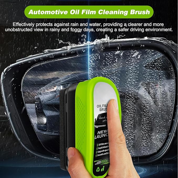 2Pcs Automotive Oil Film Cleaning Brush,Reusable Oil Film Cleaning Brush,Glass Cleaning Board,Oil Film Cleaning Brush,Car Glass Oil Film Cleaner for Windshield Improves Clarity and Visibility, Green