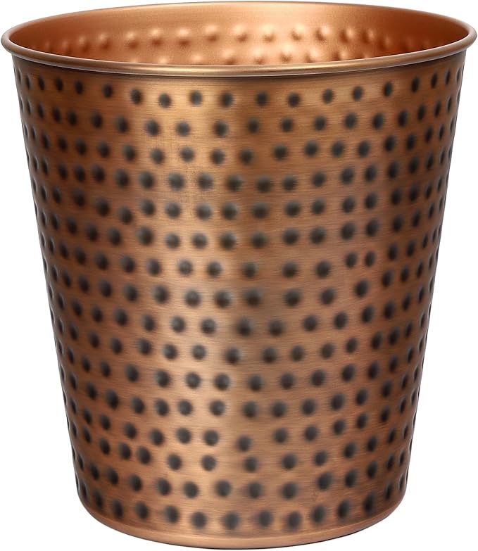 happimess HPM1110B Axel Modern Minimalist Hammered Steel 2-Gallon Wastebasket for Home, Bathroom, Living Room, Office, Bedroom, Kitchen, Antique Copper