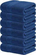 Infinitee Xclusives Hand Towels for Bathroom - Set of 6 (16x28 inches) 600 GSM, 100% Cotton Ultra Soft, Quick Drying, Hotel Quality Hand Towel Set (Tranquil Navy)
