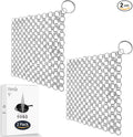 2pcs 5”x5“ Chain Mail Cast Iron Cleaner Scrubber, 316 Chainmail Scrubber Cast Iron Skillet Cleaning Brush, Chainmail Scrubbing Metal Scrub Tool to Clean Dutch Oven Carbon Steel Wok Grill Pan Pot