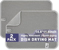 14.6*11.8 inch Microfiber Dish Drying Mat,2 Compact Ultra Absorbent Dish Mat Drying Kitchen Mat,Small Dish Drying Mats for Kitchen Counter,Draining Racks,Sinks (Gray)