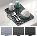 CHIKILLA Silicone Dish Drying Mat for Kitchen Counter, Fast Drainage Design for Vegetables Fruits, Heat Resistant, Non-Slip , Dishwasher Safe – 15.7x13 inch Graphite Gray