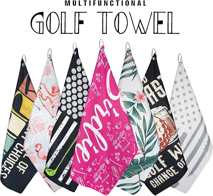 Womens Pink Golf Towel and Brush Set, Microfiber Waffle Golf Bag Towel with Clip, Cute Golf Cleaning Kit Funny Joke Logo Golf Accessories Gifts for Golf Fan, Ladies Golf Lovers Golfers Retirement Gift