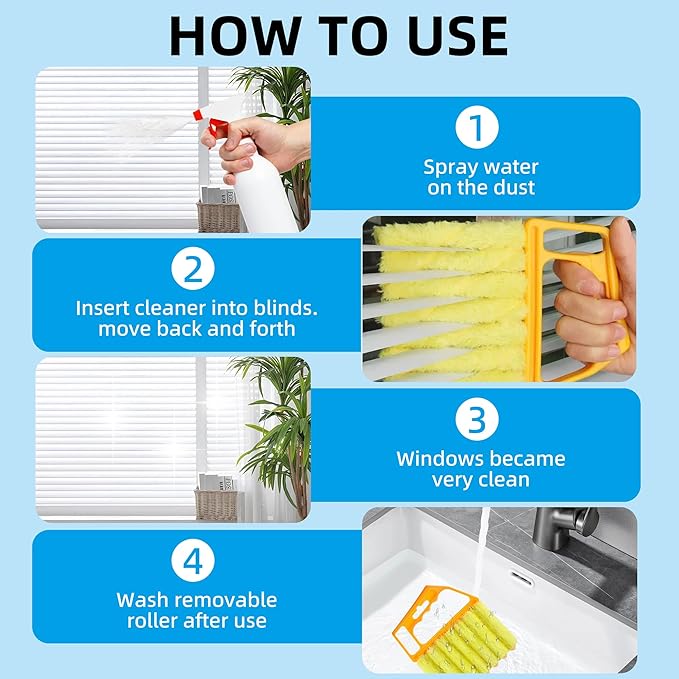 Blind Cleaner Duster Tool, 2026 New Window Venetian Washable 7 Fingers Dusting and Air Vent Cleaner, Shutter Cleaner Brush, Blinds Air Conditioner Fan Duster Dirt Cleaning (A)