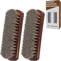 100% Horsehair Brush Professional Premium Horsehair Shoe Dauber Applicators for Leather Shoes Boots Coats Purses Soft Horsehair with Wooden Handle for Grip Leather Shine Polish (7" Brush 2pcs)