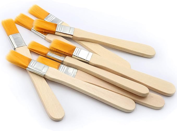 LBY 10pcs Household Cleaning Dusting Brush,135mm(5.31'') Paint Brush Small Size Keyboard Brush Computer Notebook Dusting Brush, Yellow Natural Bristles, Wooden Handle