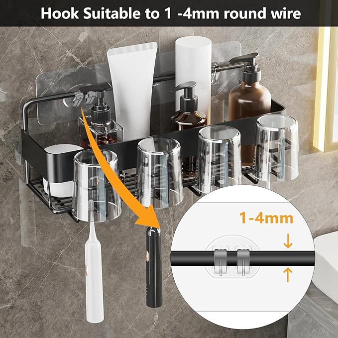 9 Pack Shower Caddy Adhesive Hooks Replacement, Shower Shelf Adhesive Replacement, Strong Adhesive Hooks for Caddy Shelves Rack Basket Holder