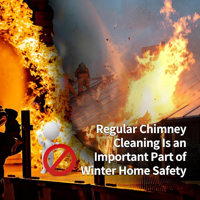 Bluesea 39 Feet Chimney Sweep Kit, Ergonomic Chimney Cleaning System with Strong Brush, Extends Up to 39 Feet, Includes 12 Flexible Chimney Rods