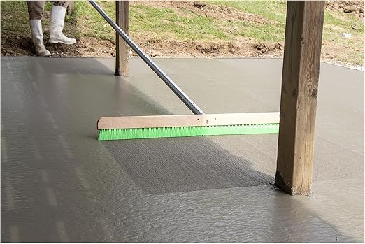 MARSHALLTOWN Wood Backed Concrete and Masonry Broom, Green Nylon, Made in The USA, 6562