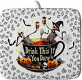 Funny Skull Coffee Matt for Counter Skeleton Dish Drying Mat Halloween Decoration for Home Coffee Bar